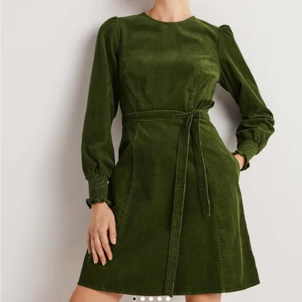 Boden Smocked Cuff Corduroy Dress